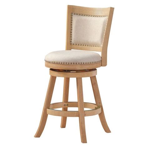 Bowery Hill 24 Wood Fabric Swivel Counter Stool In Cream Ivory