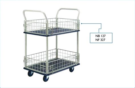 2 Shelf Trolley With Iron Net Iron Net Trolley PRESTAR Material