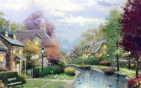 Thomas Kinkade Lamplight Brooke Wallpaper X