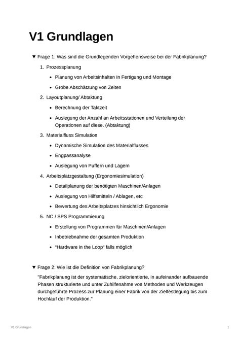 Fragenkatalog Virtuelle Fabrik V1 Grundlagen V1 Grundlagen Frage 1