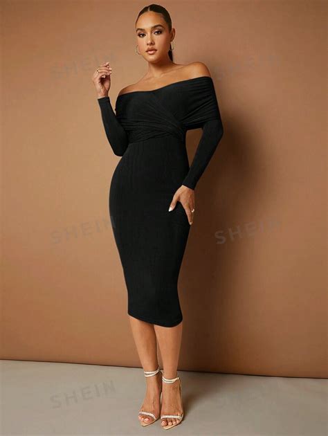 Shein Bae Off Shoulder Ruched Bodycon Dress Shein Usa