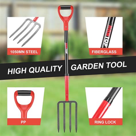 Hantop 4 Tine Digging Fork Pitchfork Garden Fork Heavy