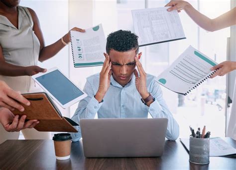 Business Man Tired From Workload Management Of Time Schedule Project Priority And Employee