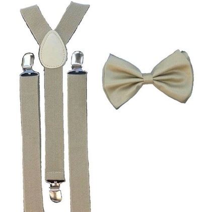 Kit Suspensório Gravata Borboleta Nude bege Shopee Brasil
