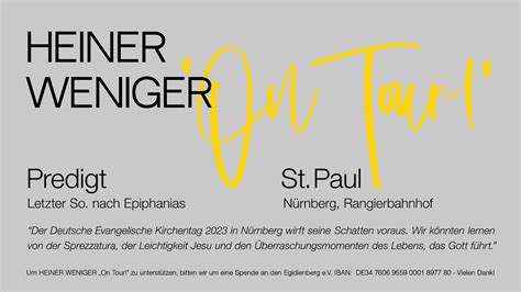 Heiner Weniger On Tour Letzter So Nach Epiphanias St Paul