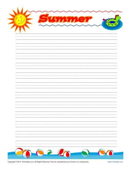 Summer Writing Sheets