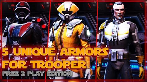 5 Unique Armors For Trooper Free 2 Play Edition Swtor 2021 Youtube