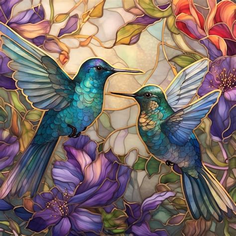 Premium Ai Image There Are Two Hummingbirds That Are Sitting On A