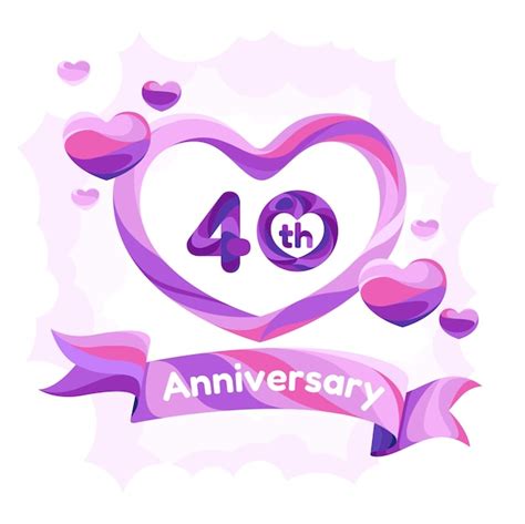 Premium Vector 40 Years Anniversary Vector Icon Logo Greeting Card Design Element With