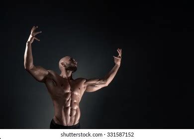 Naked Man Posing Studio On Dark Stock Photo Shutterstock