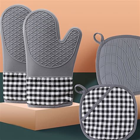 1pc Silicone Oven Mitts Heat Insulation Pad Nordic Style Microwave Oven Gloves Kitchen Baking