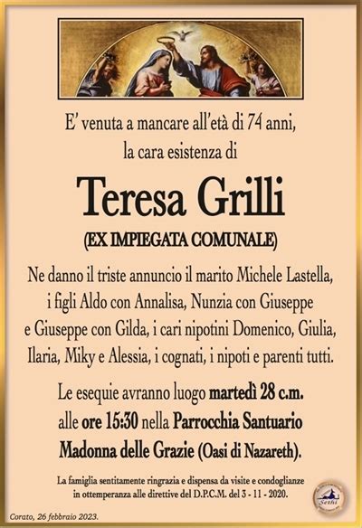 Teresa Grilli Ex Impiegata Comunale Corato Necrologi Web