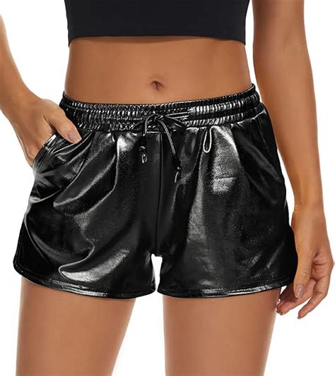 Taydey Metallic Shorts For Women Hot Sparkly Shiny Shorts With Elastic Drawstring At Amazon