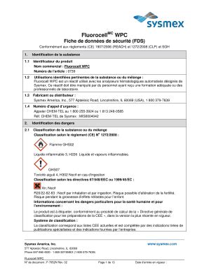 Remplissable En Ligne FluorocellMC WPC Fiche De Donnes De Scurit FDS