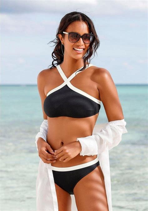 Jette Bustier Bikini Aus Strukturware In Trendigem Schwarz Wei Look