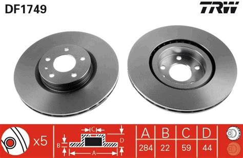 Brzdový kotouč TRW - lakovaný - TR DF1749 | E-shop LKQ CZ s.r.o.
