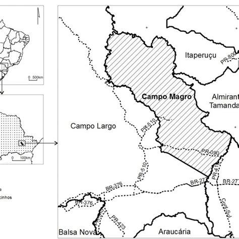 Localização do Município de Campo Magro no Paraná e no Brasil