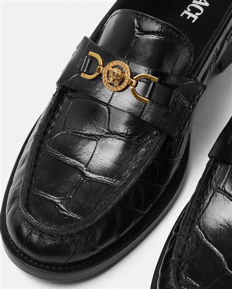 Croc Effect Medusa 95 Loafers Blackgold Versace Us