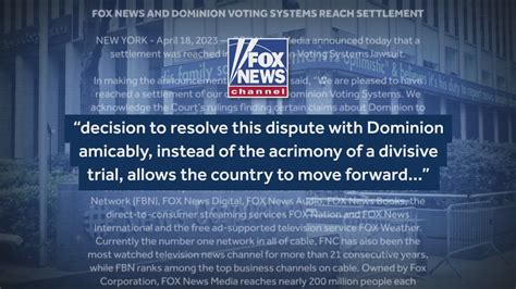 Dominion Voting Systems Fox News Reach Settlement In Lawsuit