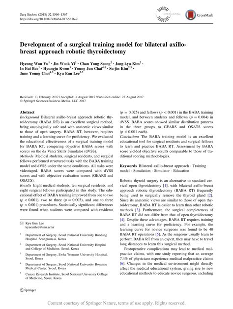 Development Of A Surgical Training Model For Bilateral Axillo Breast