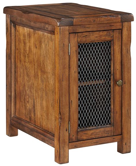 Ashley Signature Design Tamonie T830 7 Rustic Chair Side End Table With Wire Mesh Door Dunk