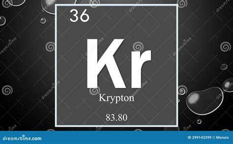 Krypton Chemical Element Symbol On Wide Bubble Background Stock Image