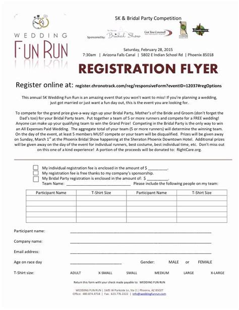 Printable 5k Registration Form Printable Forms Free Online