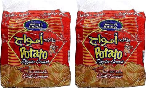 Al Mudhish Amwaj Potato Chips Chilli 15 Gr Pack Of 48 2 Pack Of 24 Pcs