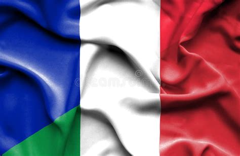 Bandera Que Agita De Italia Y De Francia Stock de ilustración