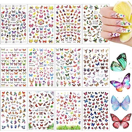 Amazon Sheets Butterfly Nail Art Stickers Self Adhesive