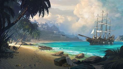 X Pirate Hd Background Pirate Ship Art Landscape Wallpaper