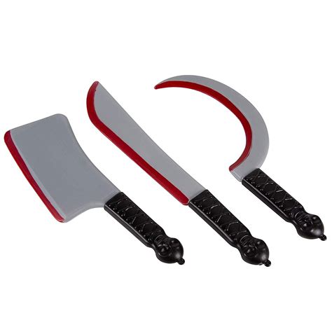 3-Pack Gory Halloween Props, Realistic Fake Bloody Knife Cleaver ...