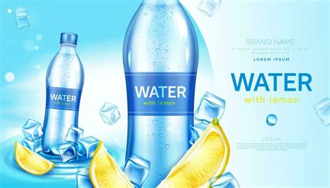 Mineral Water With Lemon In Bottle Promo Poster 24233426 Vector Art At