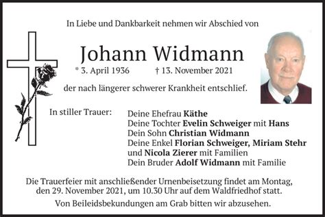 Traueranzeigen Von Johann Widmann Trauer Merkur De