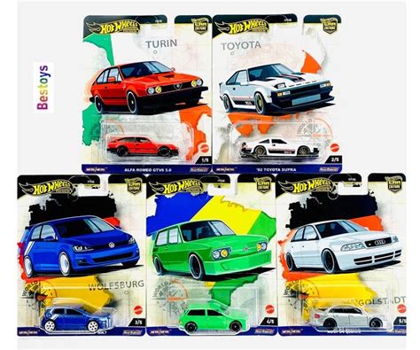 Hot Wheels Hotwheels Car Culture Set World Tour Audi S4 Toyota Supra VW Golf Alfa GTV6 1 64 Scale