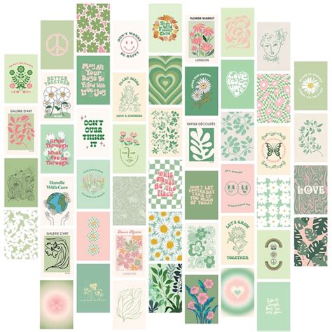 Pastel Green Aesthetic Wall Collage Kit 50 PRINTED 4x6 Gift Etsy Polska