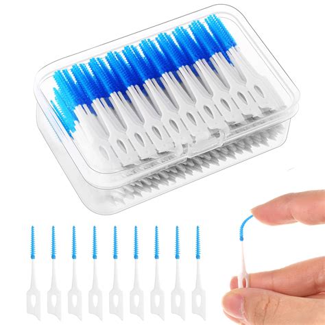 Dual Use Interdental Brushes Floss Picks For Braces Blue