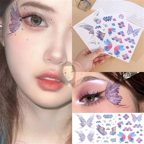 Glitter Butterfly Face Temporary Tattoo Makeup Butterfly Gliter ...