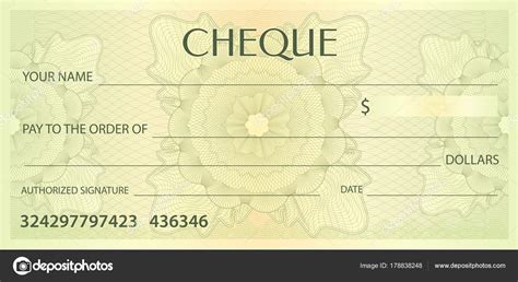 Check Cheque Chequebook Template Guilloche Pattern Watermark Spirograph