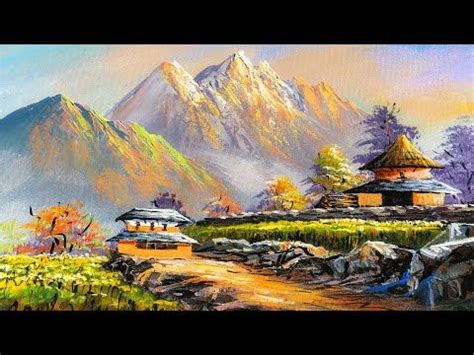 Village Painting Acrylic Landscape Painting In Time Lapse Old