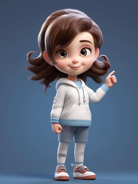 Premium AI Image | a cartoon character of a girl with brown hair and a blue sweater.