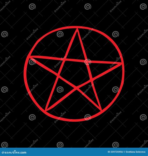 Boceto De Doodle Dibujado A Mano Vectorial Pentagrama Rojo Ilustración