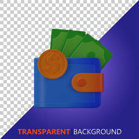 Premium Psd Psd D Render Wallet With Coin And Dollar Bills Illustration