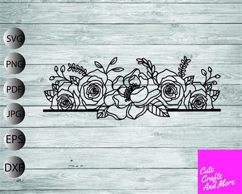 Floral Border SVG, Flowers Svg, Cricut Silhouette, Roses SVG, Floral ...