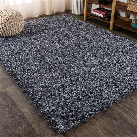 Jonathan Y Mercer Shag Plush Denim Blue 8 Ft X 10 Ft Area Rug Mcr106c 8 The Home Depot