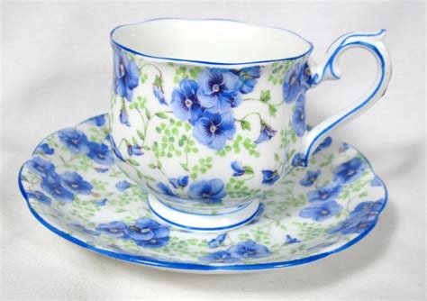Royal Albert Crown Cup And Saucer Blue Pansy Tea Cup Collection