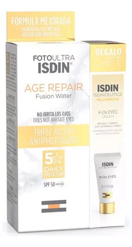 Pack Isdin Fusion Water Age Repair Fps50 K Ox Eyes X 3 Gr Momento De