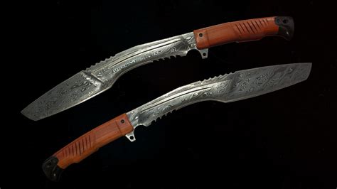 D Model Knife Kukri Damascus Steel Vr Ar Low Poly Cgtrader