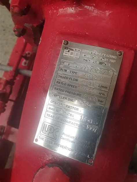 Used Spp Kp X Lpcb Approved Fire Pump Stuart Pumps Ltd