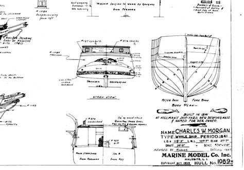 Boat Ship Model Blueprint Plans 1939 Charles W Morgan Whaling Ship